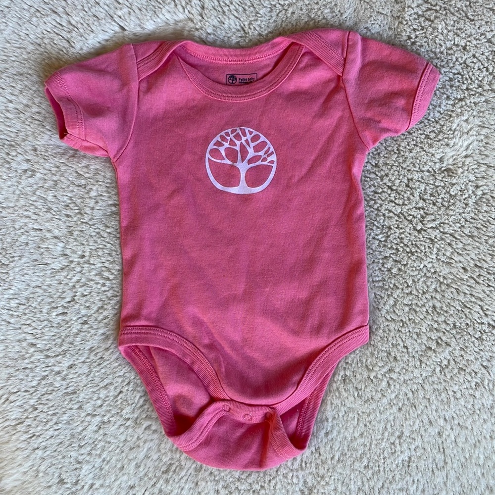 Fellini Baby | Organic Cotton Coral Pink Tree Of Life Onesie | 9-12 M